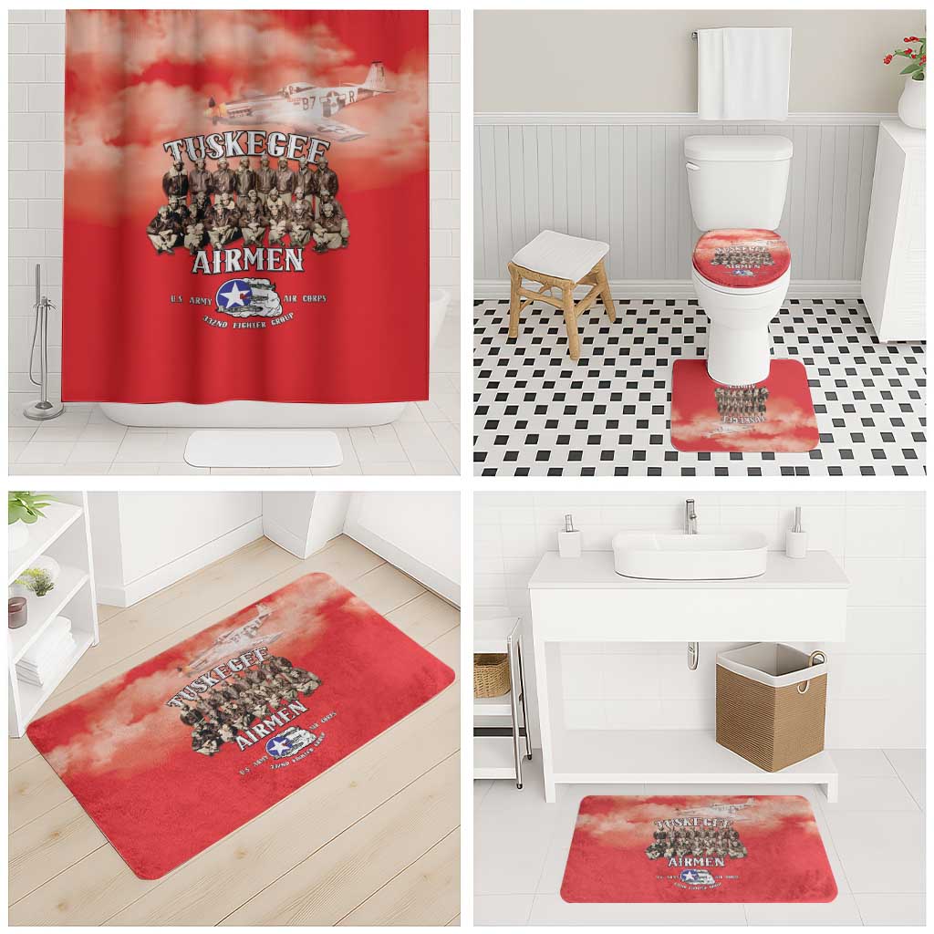 Remembering Tuskegee Airmen Bathroom Set Heroes of the 332nd Squadron Red Art - Wonder Print Shop
