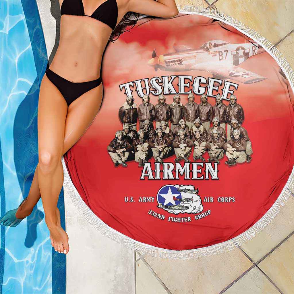 Remembering Tuskegee Airmen Beach Blanket Heroes of the 332nd Squadron Red Art - Wonder Print Shop