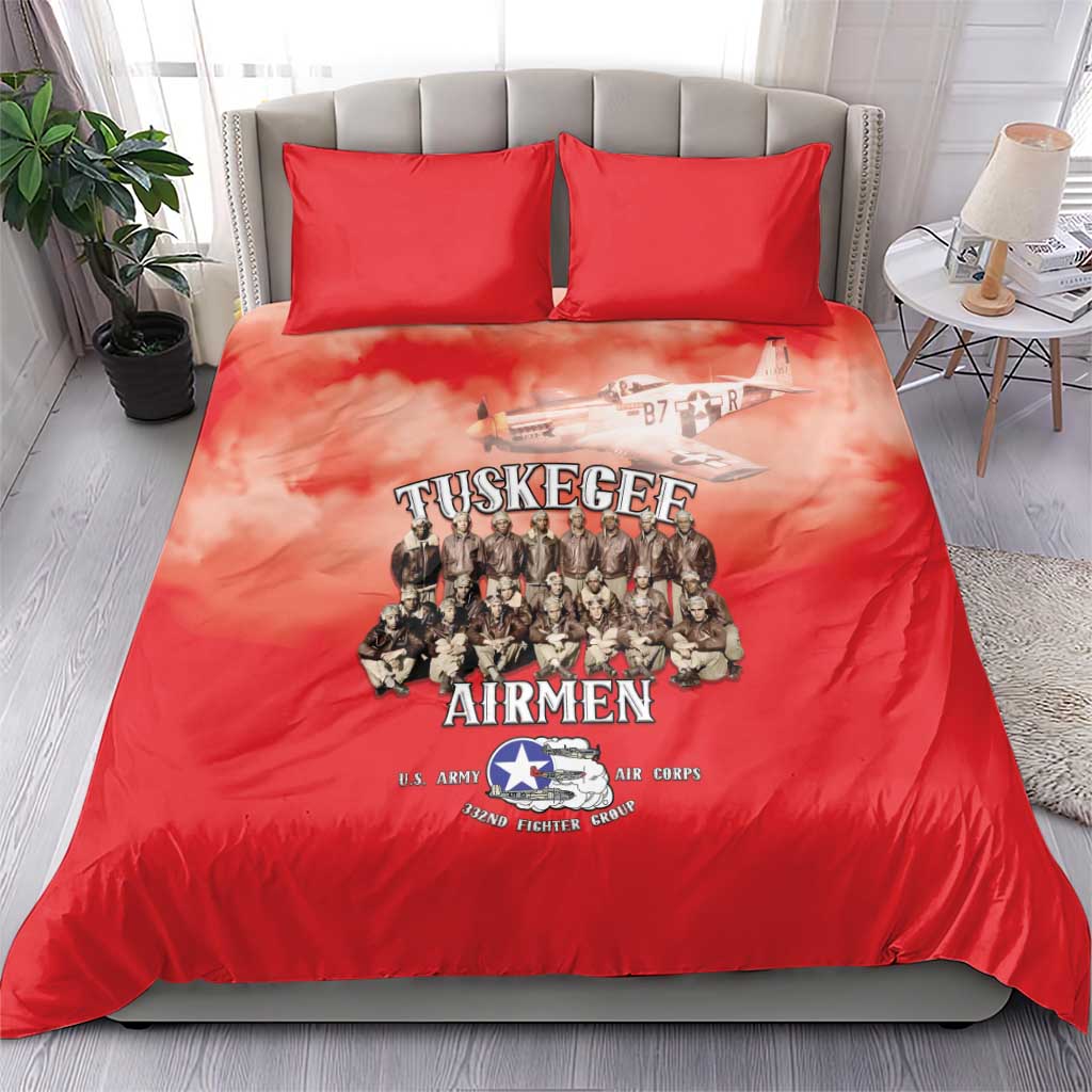 Remembering Tuskegee Airmen Bedding Set Heroes of the 332nd Squadron Red Art - Wonder Print Shop