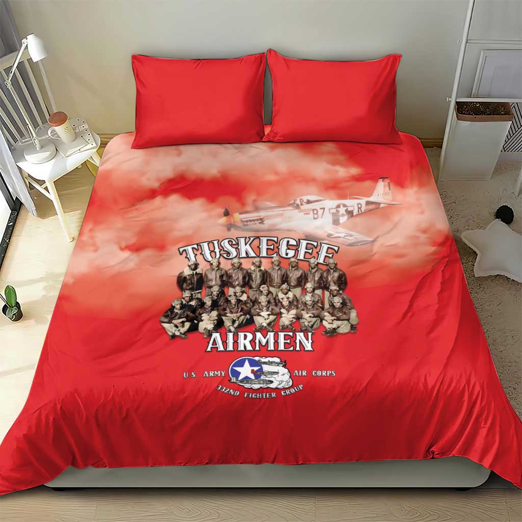 Remembering Tuskegee Airmen Bedding Set Heroes of the 332nd Squadron Red Art - Wonder Print Shop