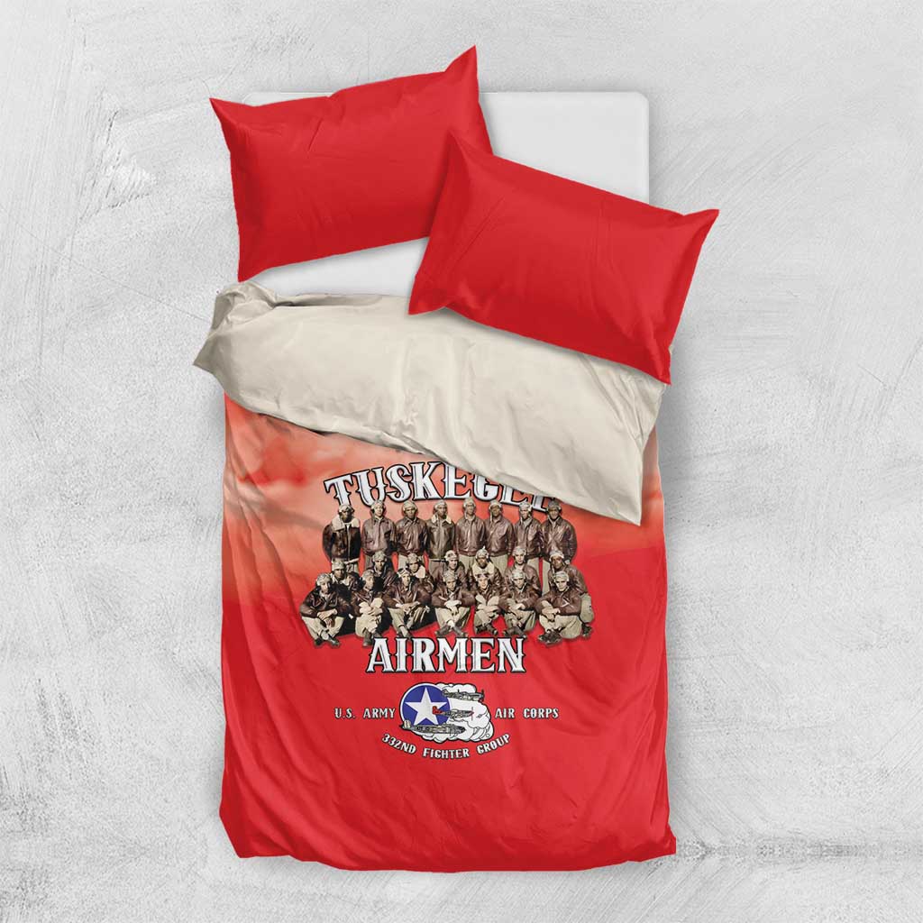 Remembering Tuskegee Airmen Bedding Set Heroes of the 332nd Squadron Red Art - Wonder Print Shop