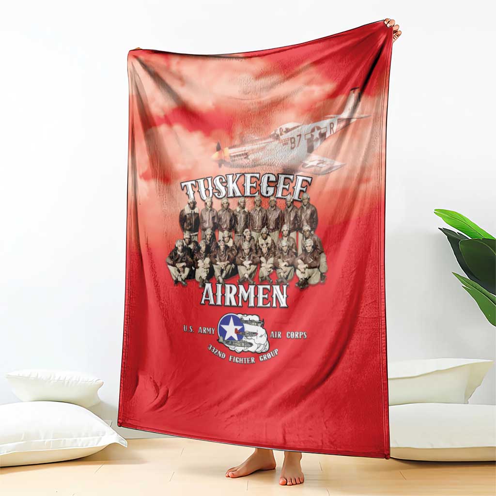Remembering Tuskegee Airmen Blanket Heroes of the 332nd Squadron Red Art - Wonder Print Shop