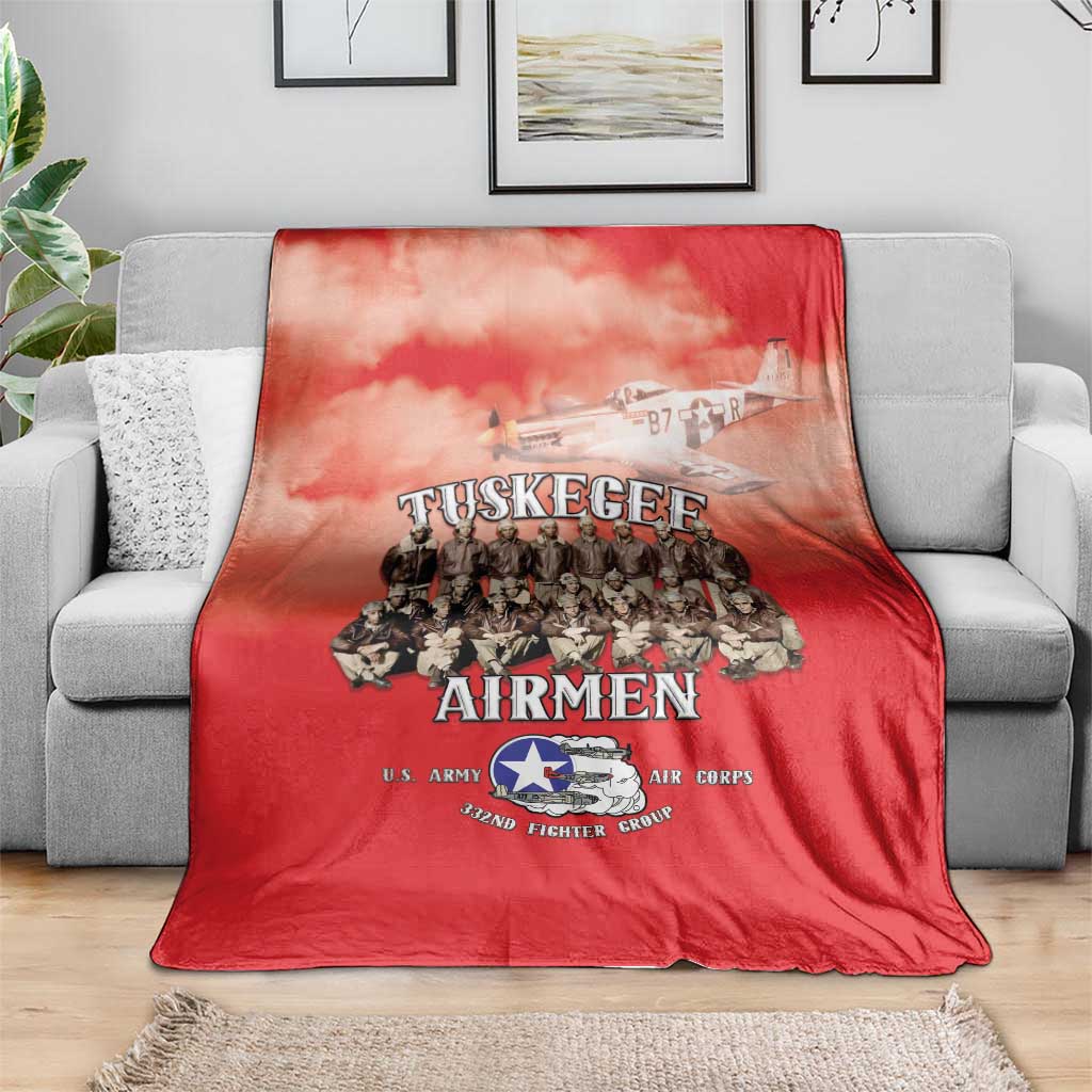Remembering Tuskegee Airmen Blanket Heroes of the 332nd Squadron Red Art - Wonder Print Shop