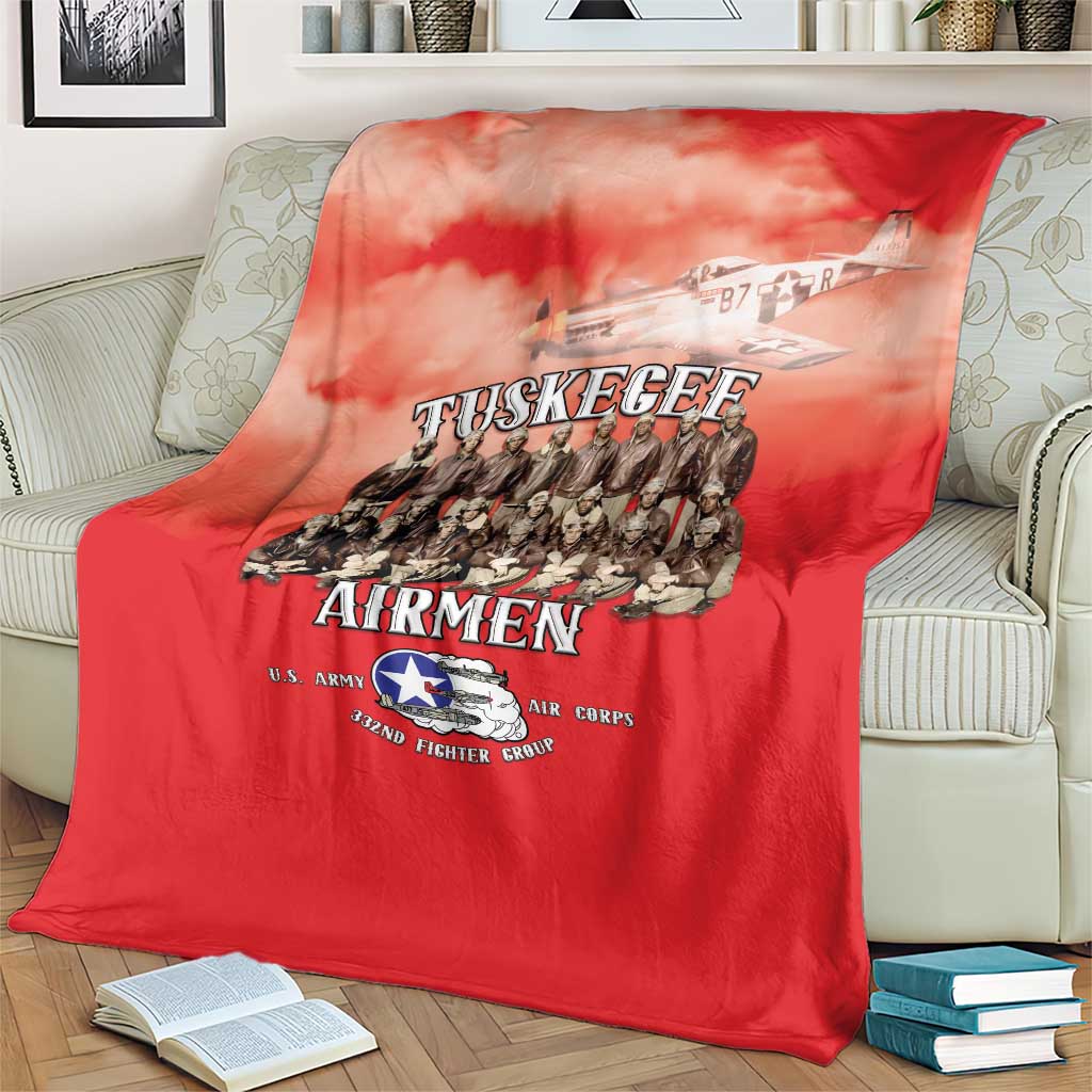 Remembering Tuskegee Airmen Blanket Heroes of the 332nd Squadron Red Art - Wonder Print Shop