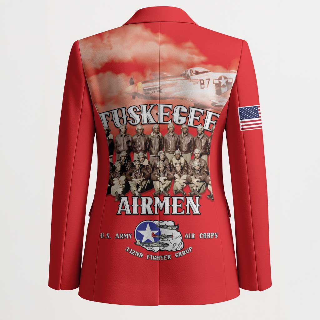 Remembering Tuskegee Airmen Blazer Heroes of the 332nd Squadron Red Art - Wonder Print Shop