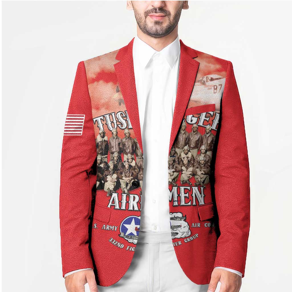 Remembering Tuskegee Airmen Blazer Heroes of the 332nd Squadron Red Art - Wonder Print Shop