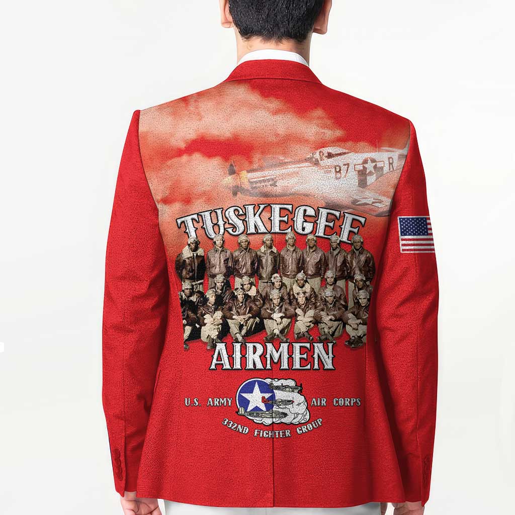 Remembering Tuskegee Airmen Blazer Heroes of the 332nd Squadron Red Art - Wonder Print Shop