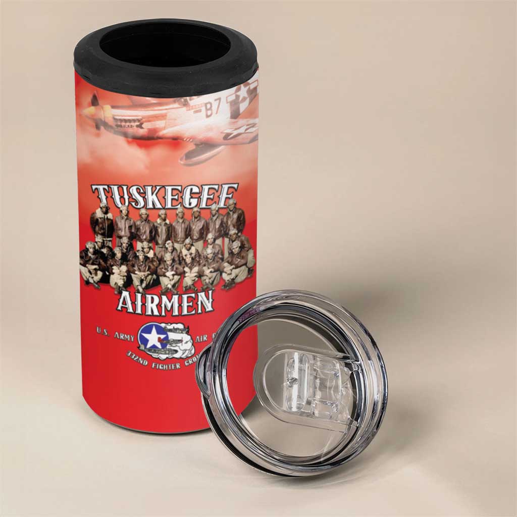 Remembering Tuskegee Airmen 4 in 1 Can Cooler Tumbler Heroes of the 332nd Squadron Red Art - Wonder Print Shop