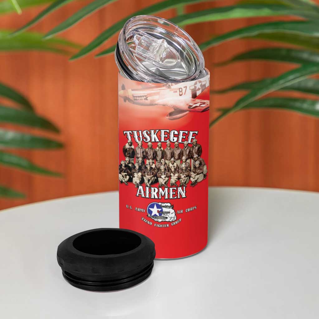 Remembering Tuskegee Airmen 4 in 1 Can Cooler Tumbler Heroes of the 332nd Squadron Red Art - Wonder Print Shop