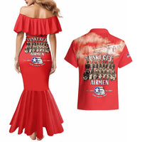 Remembering Tuskegee Airmen Couples Matching Mermaid Dress and Hawaiian Shirt Heroes of the 332nd Squadron Red Art - Wonder Print Shop
