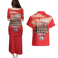 Remembering Tuskegee Airmen Couples Matching Puletasi and Hawaiian Shirt Heroes of the 332nd Squadron Red Art - Wonder Print Shop