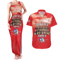 Remembering Tuskegee Airmen Couples Matching Tank Maxi Dress and Hawaiian Shirt Heroes of the 332nd Squadron Red Art - Wonder Print Shop
