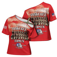 Remembering Tuskegee Airmen Cross Shoulder Shirt Heroes of the 332nd Squadron Red Art - Wonder Print Shop