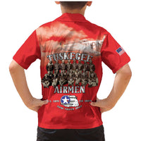 Remembering Tuskegee Airmen Family Matching Mermaid Dress and Hawaiian Shirt Heroes of the 332nd Squadron Red Art - Wonder Print Shop