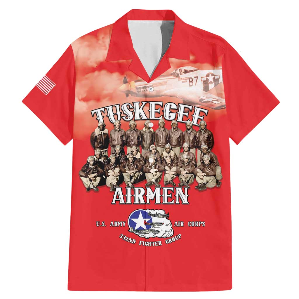 Remembering Tuskegee Airmen Family Matching Mermaid Dress and Hawaiian Shirt Heroes of the 332nd Squadron Red Art - Wonder Print Shop