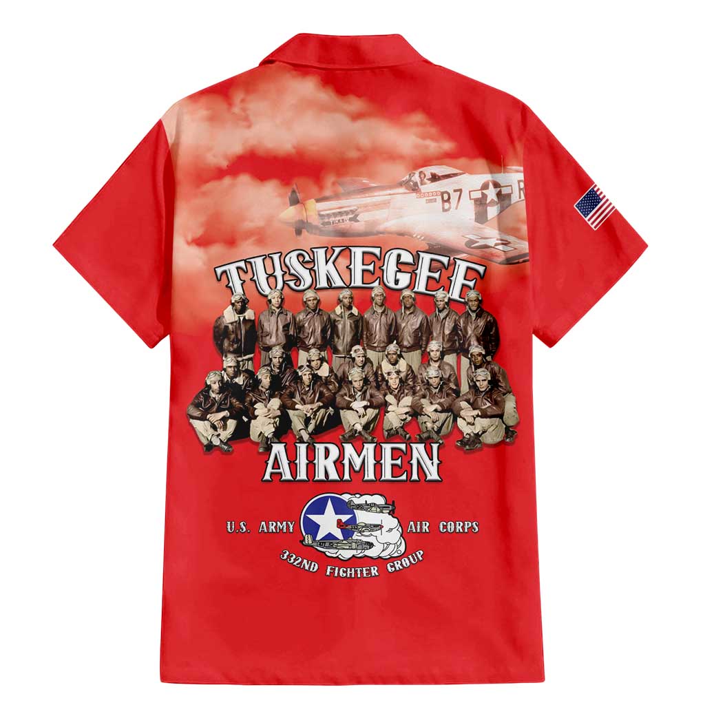 Remembering Tuskegee Airmen Family Matching Mermaid Dress and Hawaiian Shirt Heroes of the 332nd Squadron Red Art - Wonder Print Shop