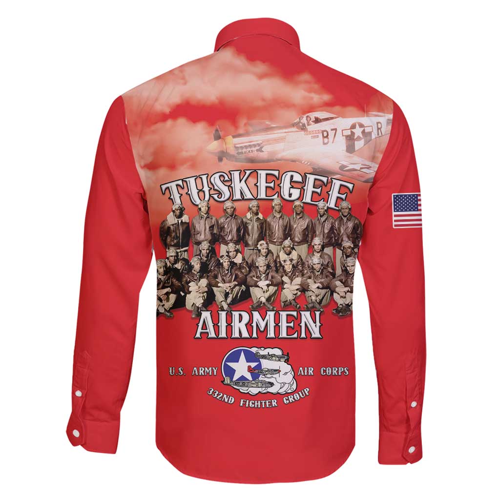 Remembering Tuskegee Airmen Family Matching Mermaid Dress and Hawaiian Shirt Heroes of the 332nd Squadron Red Art - Wonder Print Shop