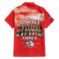 Remembering Tuskegee Airmen Family Matching Off The Shoulder Long Sleeve Dress and Hawaiian Shirt Heroes of the 332nd Squadron Red Art - Wonder Print Shop