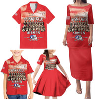 Remembering Tuskegee Airmen Family Matching Puletasi and Hawaiian Shirt Heroes of the 332nd Squadron Red Art - Wonder Print Shop