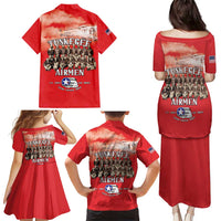 Remembering Tuskegee Airmen Family Matching Puletasi and Hawaiian Shirt Heroes of the 332nd Squadron Red Art - Wonder Print Shop