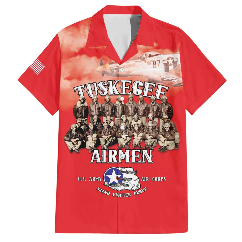 Remembering Tuskegee Airmen Family Matching Puletasi and Hawaiian Shirt Heroes of the 332nd Squadron Red Art - Wonder Print Shop
