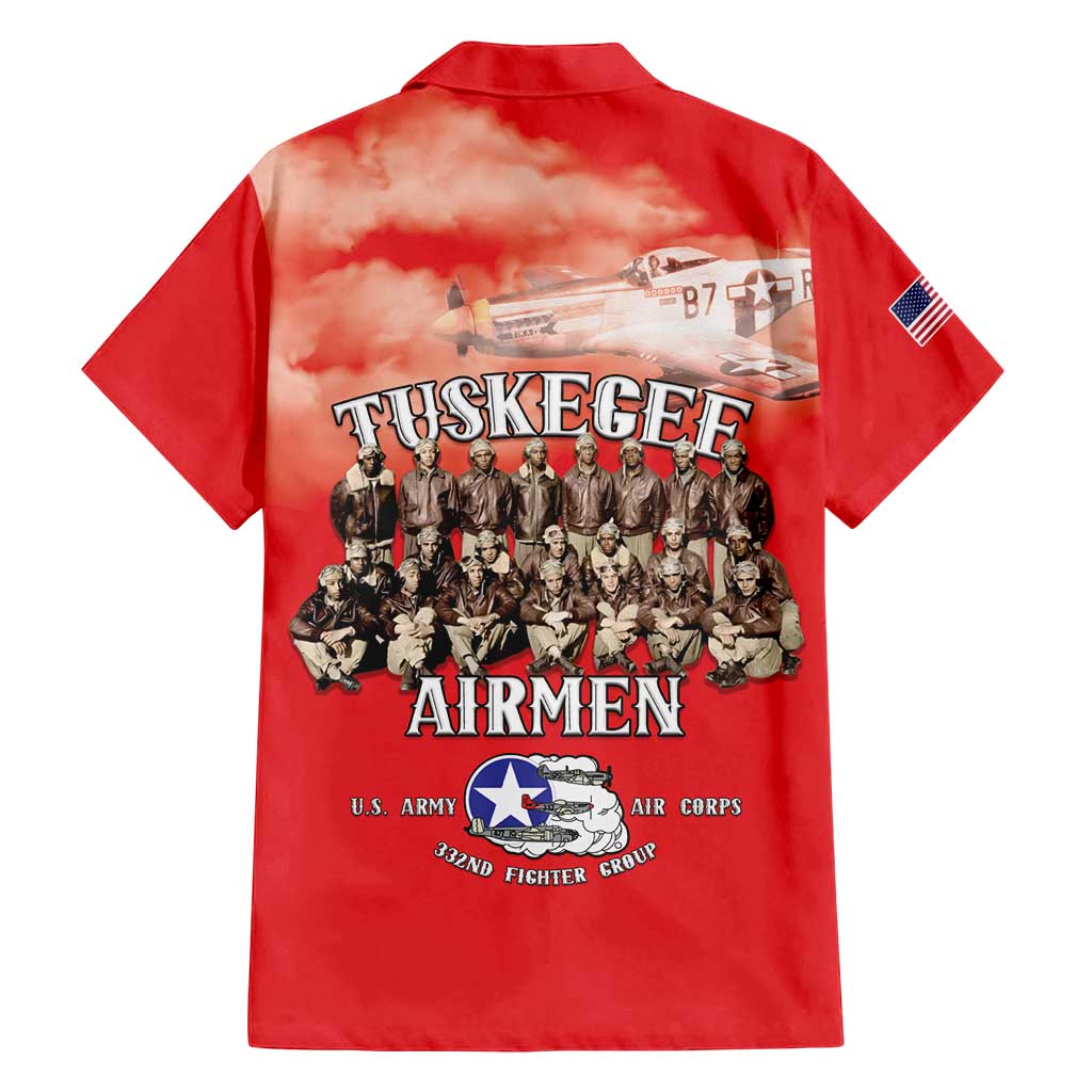 Remembering Tuskegee Airmen Family Matching Puletasi and Hawaiian Shirt Heroes of the 332nd Squadron Red Art - Wonder Print Shop
