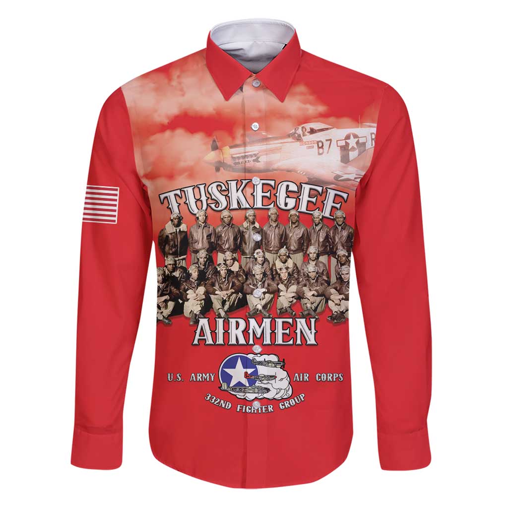Remembering Tuskegee Airmen Family Matching Puletasi and Hawaiian Shirt Heroes of the 332nd Squadron Red Art - Wonder Print Shop