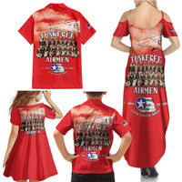 Remembering Tuskegee Airmen Family Matching Summer Maxi Dress and Hawaiian Shirt Heroes of the 332nd Squadron Red Art - Wonder Print Shop