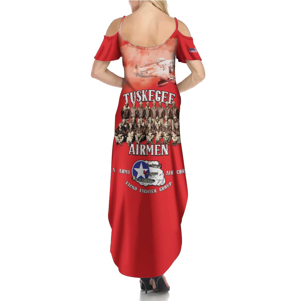 Remembering Tuskegee Airmen Family Matching Summer Maxi Dress and Hawaiian Shirt Heroes of the 332nd Squadron Red Art - Wonder Print Shop