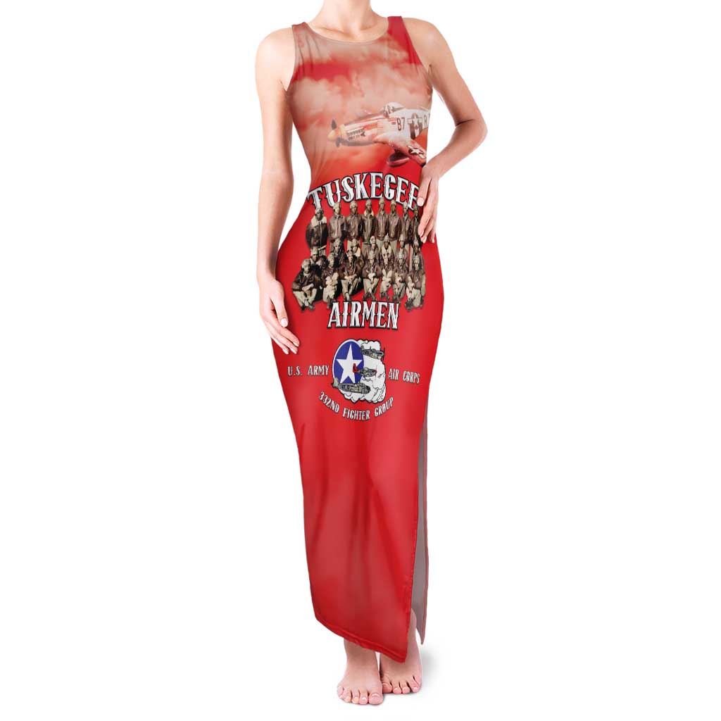 Remembering Tuskegee Airmen Family Matching Tank Maxi Dress and Hawaiian Shirt Heroes of the 332nd Squadron Red Art - Wonder Print Shop