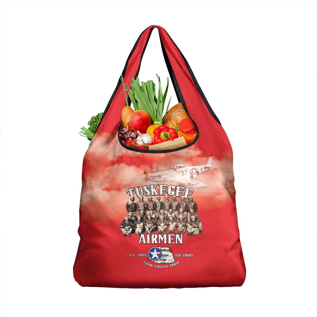 Remembering Tuskegee Airmen Grocery Bag Heroes of the 332nd Squadron Red Art - Wonder Print Shop