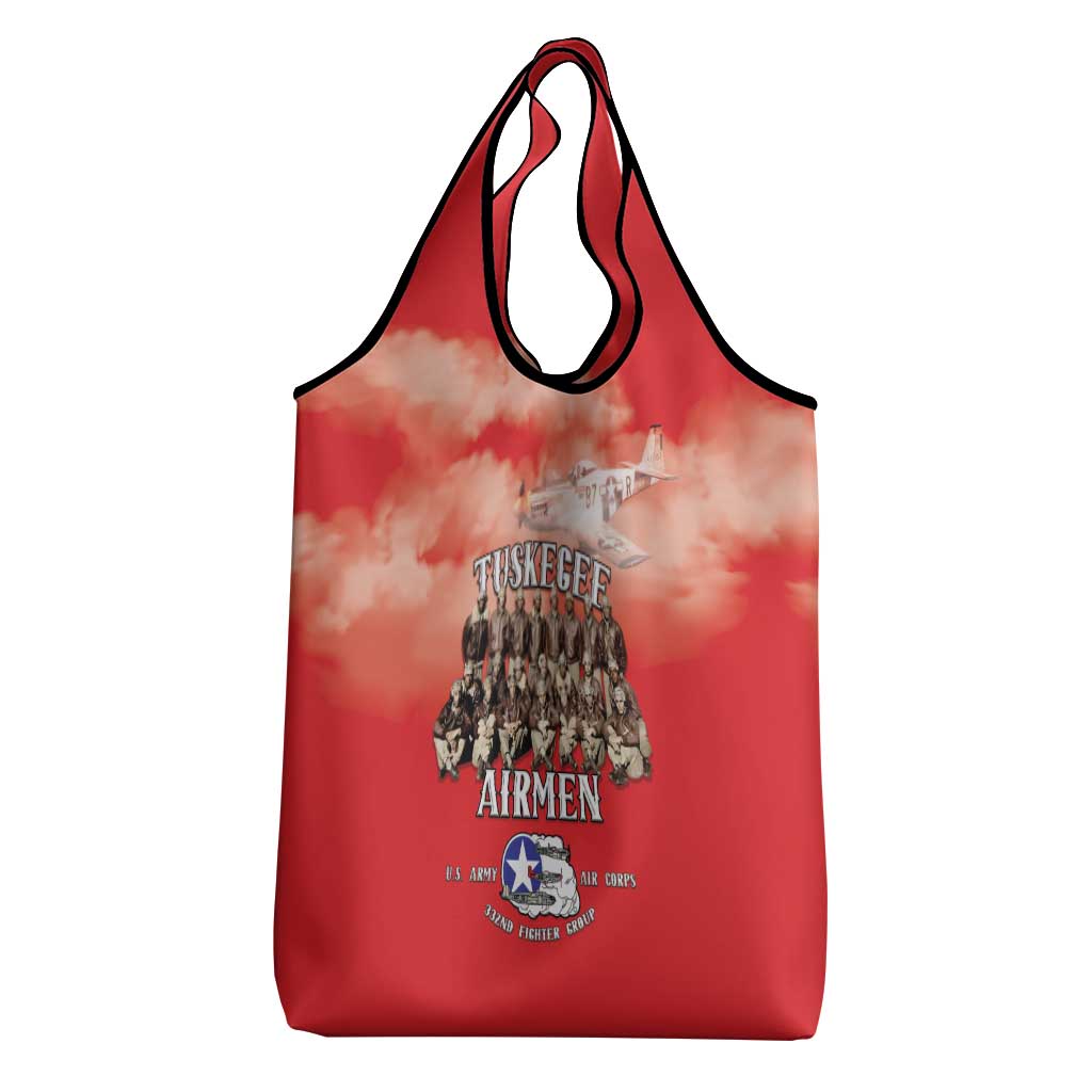 Remembering Tuskegee Airmen Grocery Bag Heroes of the 332nd Squadron Red Art - Wonder Print Shop