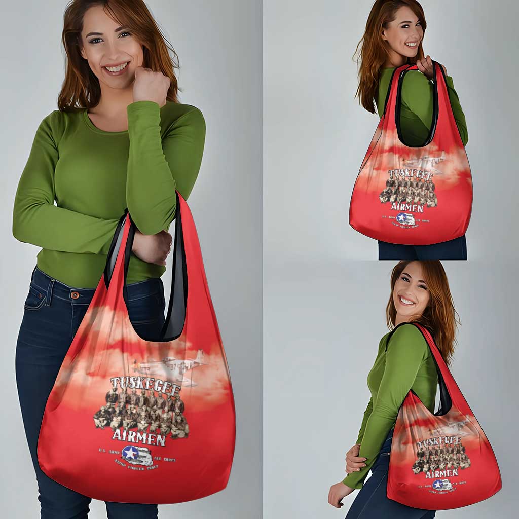 Remembering Tuskegee Airmen Grocery Bag Heroes of the 332nd Squadron Red Art - Wonder Print Shop
