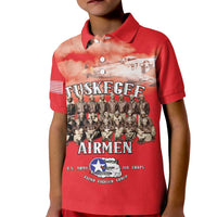 Remembering Tuskegee Airmen Kid Polo Shirt Heroes of the 332nd Squadron Red Art - Wonder Print Shop