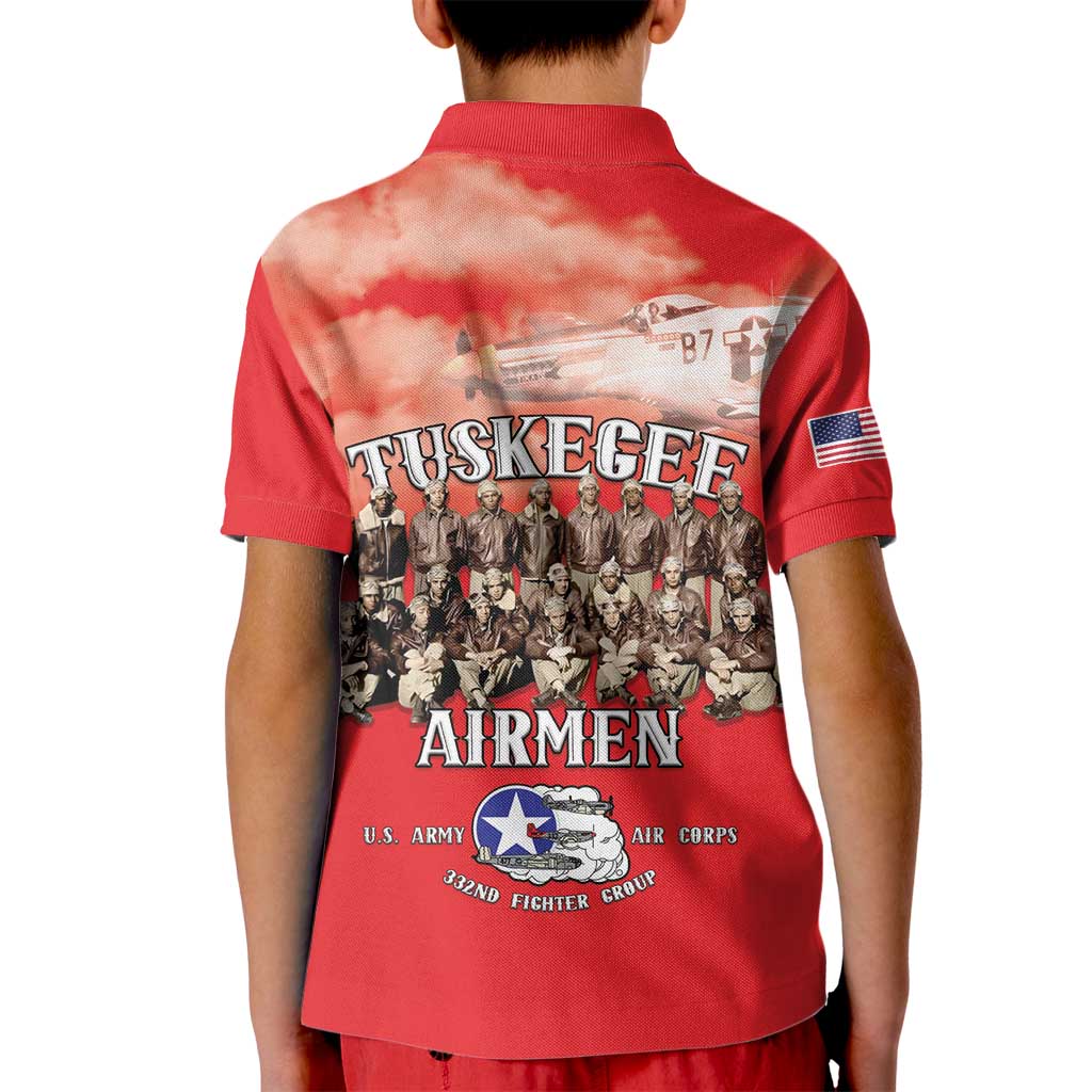 Remembering Tuskegee Airmen Kid Polo Shirt Heroes of the 332nd Squadron Red Art - Wonder Print Shop