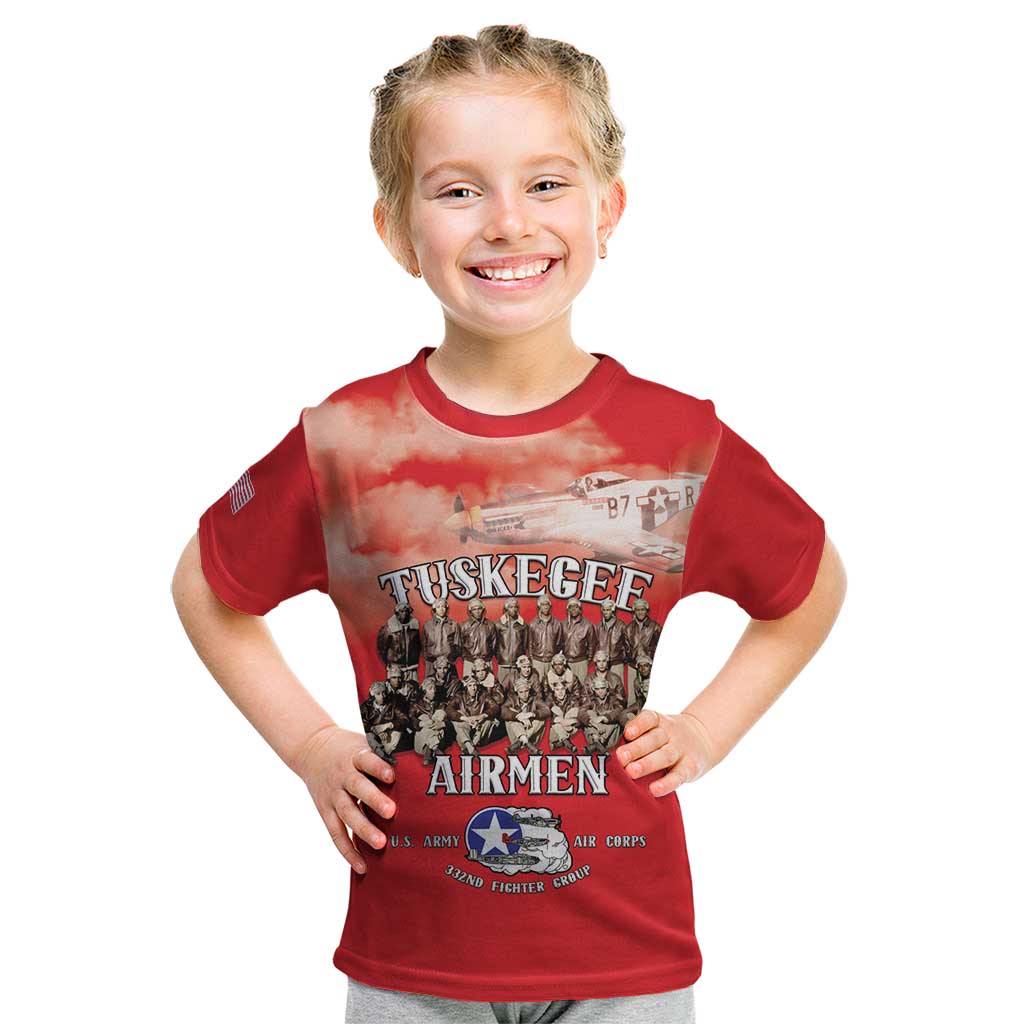 Remembering Tuskegee Airmen Kid T Shirt Heroes of the 332nd Squadron Red Art - Wonder Print Shop