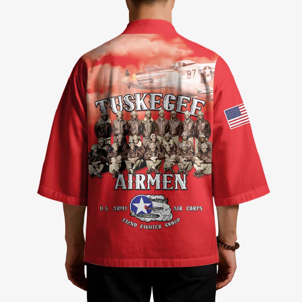 Remembering Tuskegee Airmen Kimono Heroes of the 332nd Squadron Red Art - Wonder Print Shop