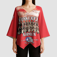 Remembering Tuskegee Airmen Kimono Sleeve Blouse Heroes of the 332nd Squadron Red Art - Wonder Print Shop