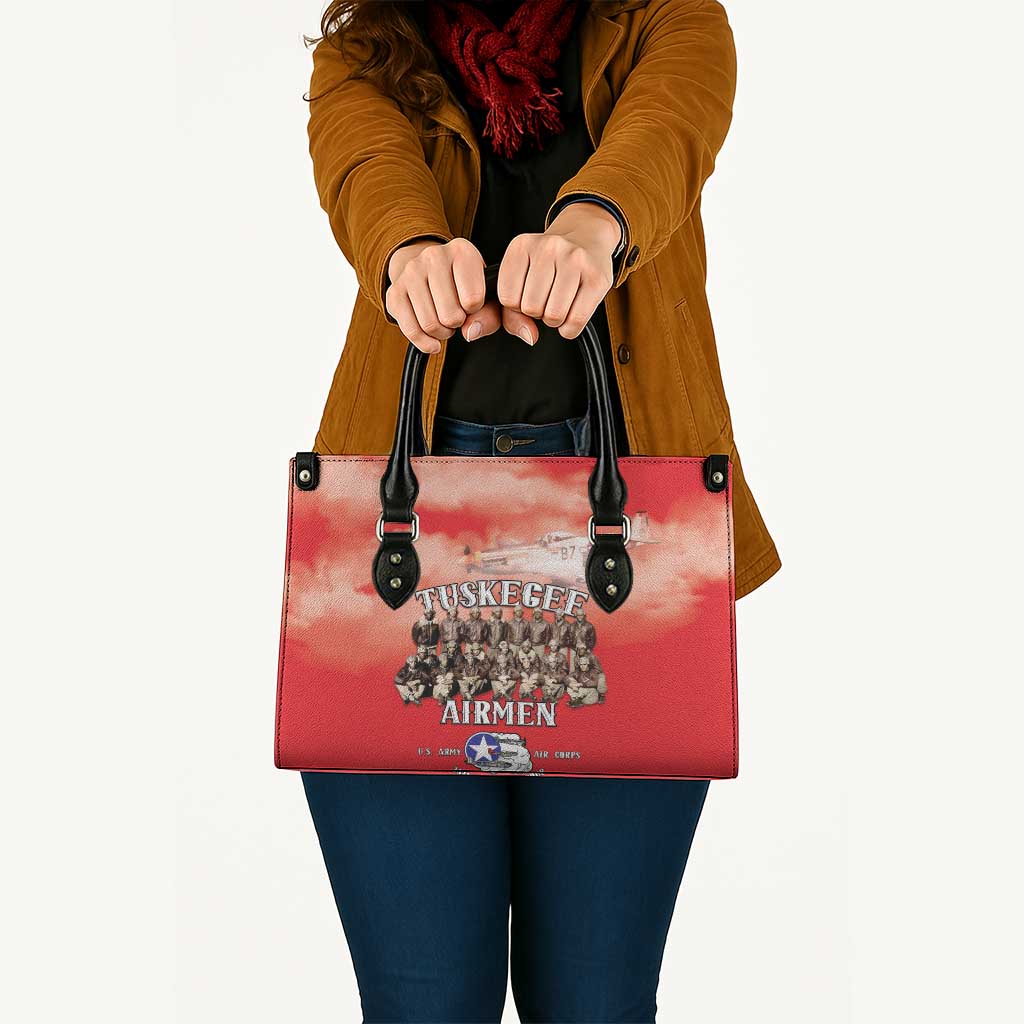 Remembering Tuskegee Airmen Leather Bag Heroes of the 332nd Squadron Red Art - Wonder Print Shop