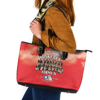 Remembering Tuskegee Airmen Leather Tote Bag Heroes of the 332nd Squadron Red Art - Wonder Print Shop