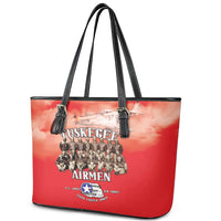 Remembering Tuskegee Airmen Leather Tote Bag Heroes of the 332nd Squadron Red Art - Wonder Print Shop