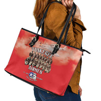 Remembering Tuskegee Airmen Leather Tote Bag Heroes of the 332nd Squadron Red Art - Wonder Print Shop