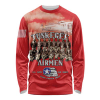 Remembering Tuskegee Airmen Long Sleeve Shirt Heroes of the 332nd Squadron Red Art - Wonder Print Shop