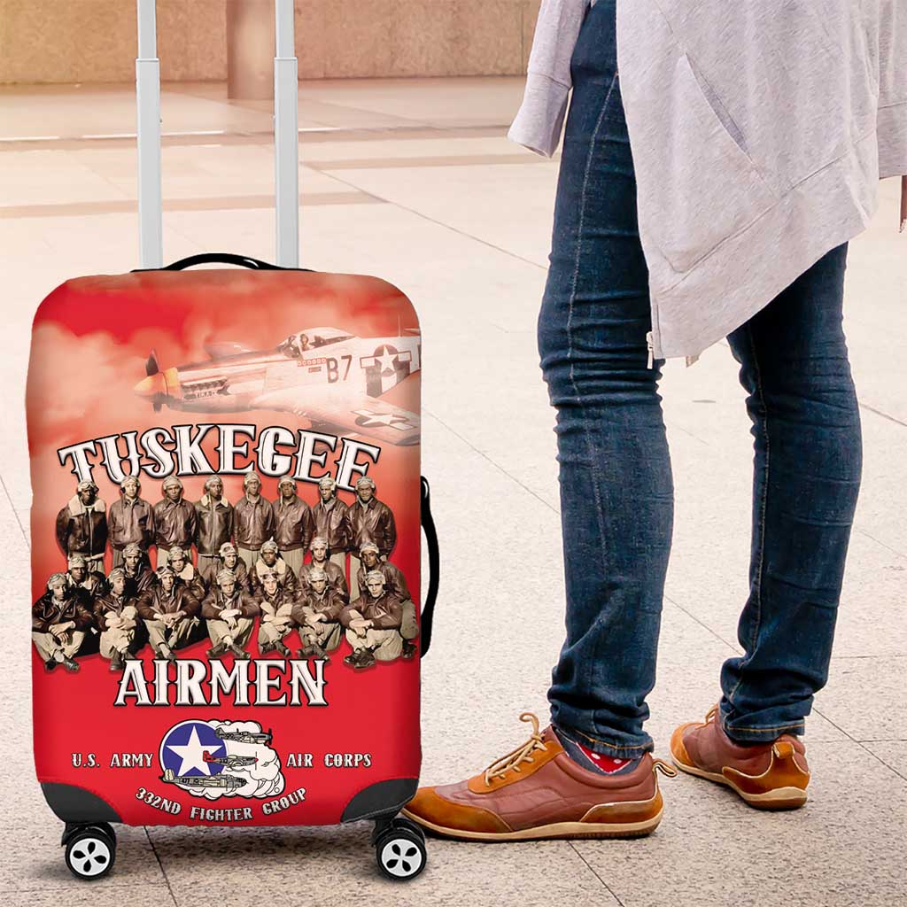 Remembering Tuskegee Airmen Luggage Cover Heroes of the 332nd Squadron Red Art - Wonder Print Shop