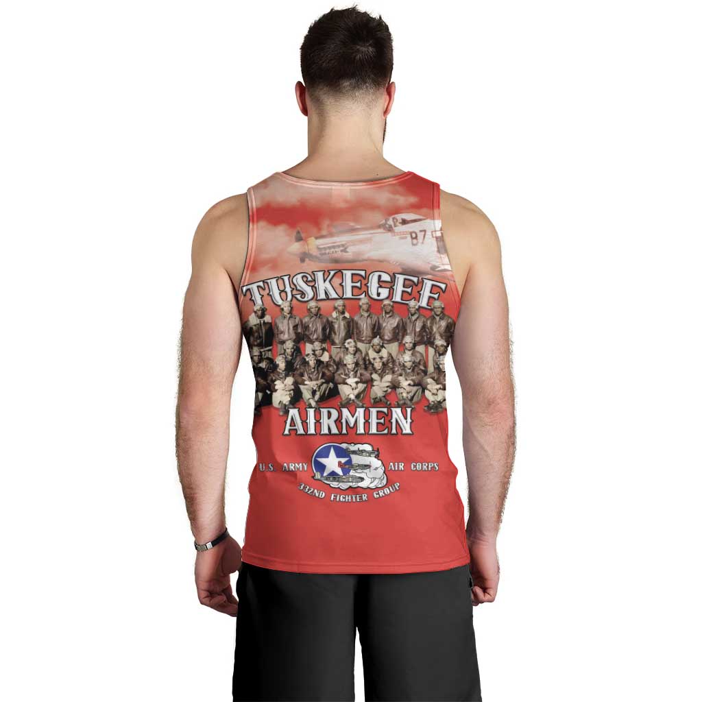 Remembering Tuskegee Airmen Men Tank Top Heroes of the 332nd Squadron Red Art - Wonder Print Shop