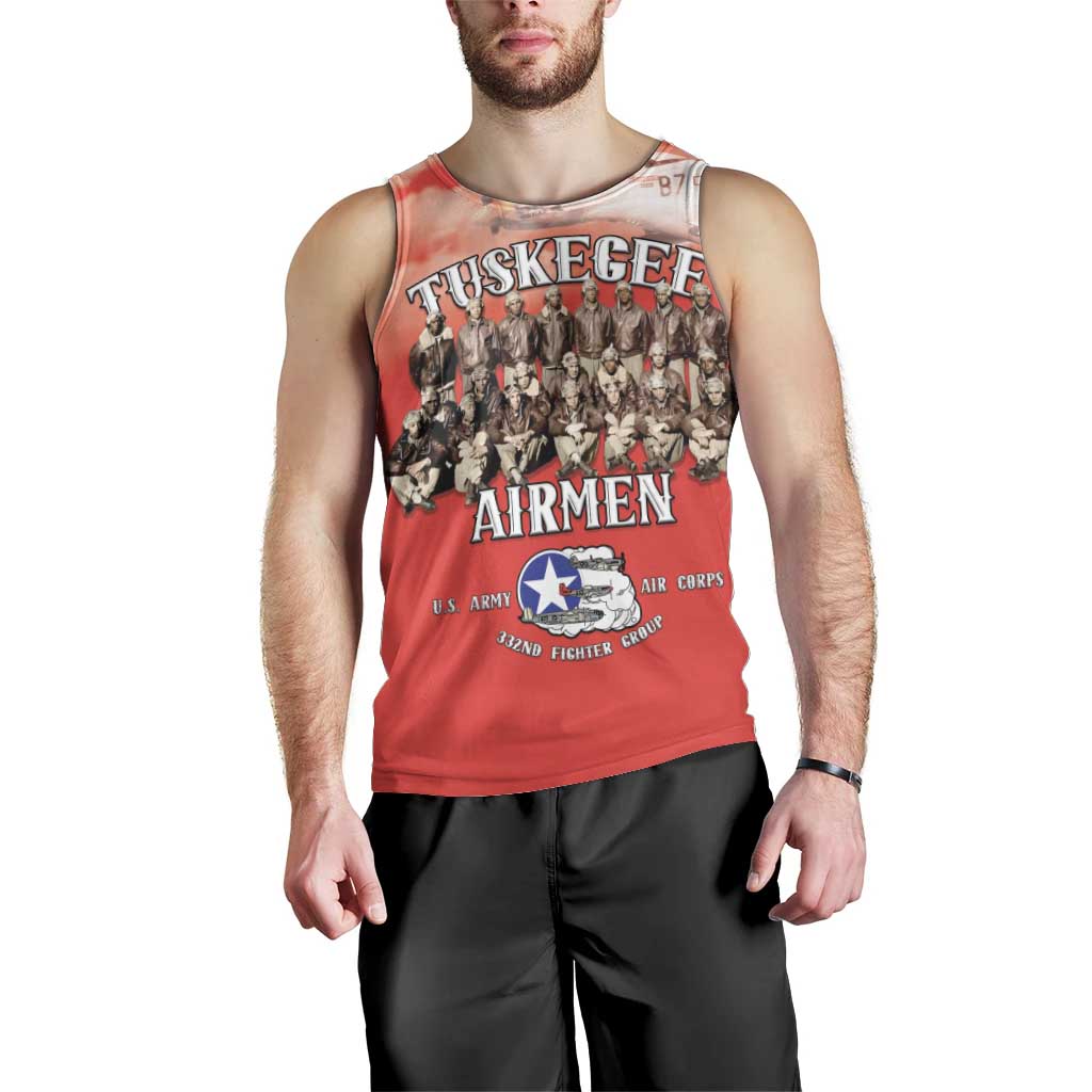 Remembering Tuskegee Airmen Men Tank Top Heroes of the 332nd Squadron Red Art - Wonder Print Shop