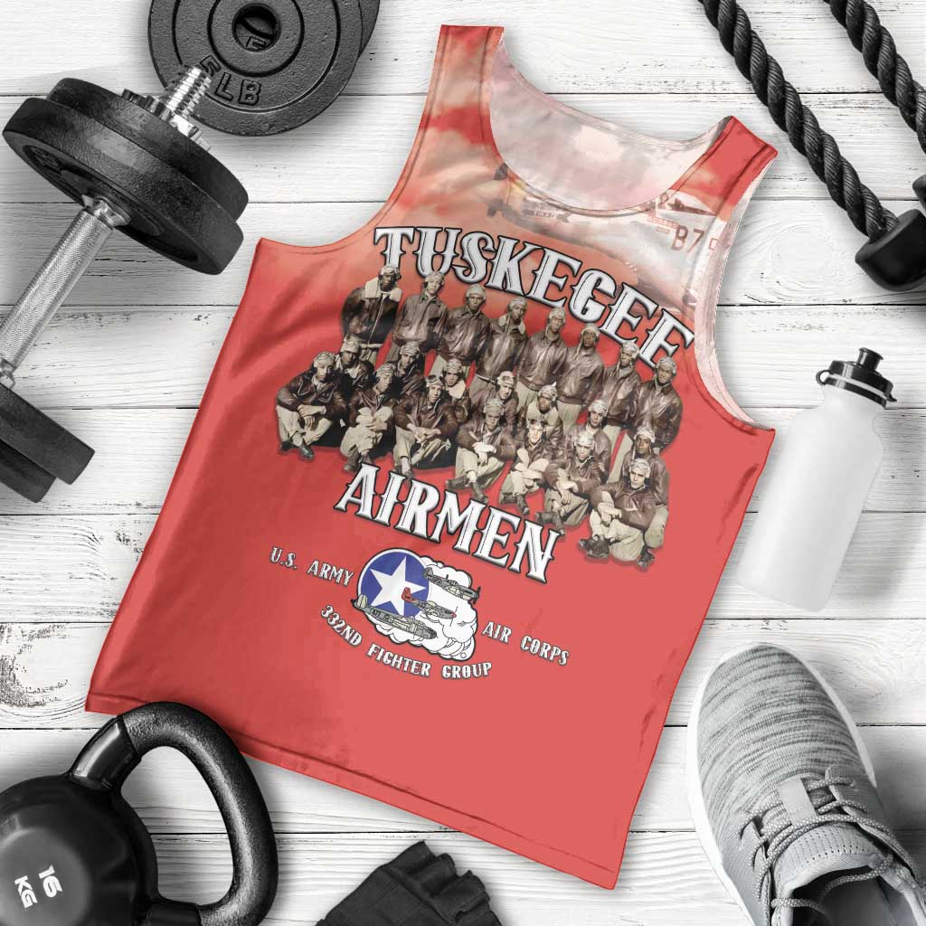 Remembering Tuskegee Airmen Men Tank Top Heroes of the 332nd Squadron Red Art - Wonder Print Shop