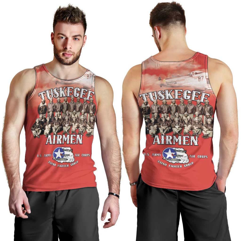Remembering Tuskegee Airmen Men Tank Top Heroes of the 332nd Squadron Red Art - Wonder Print Shop