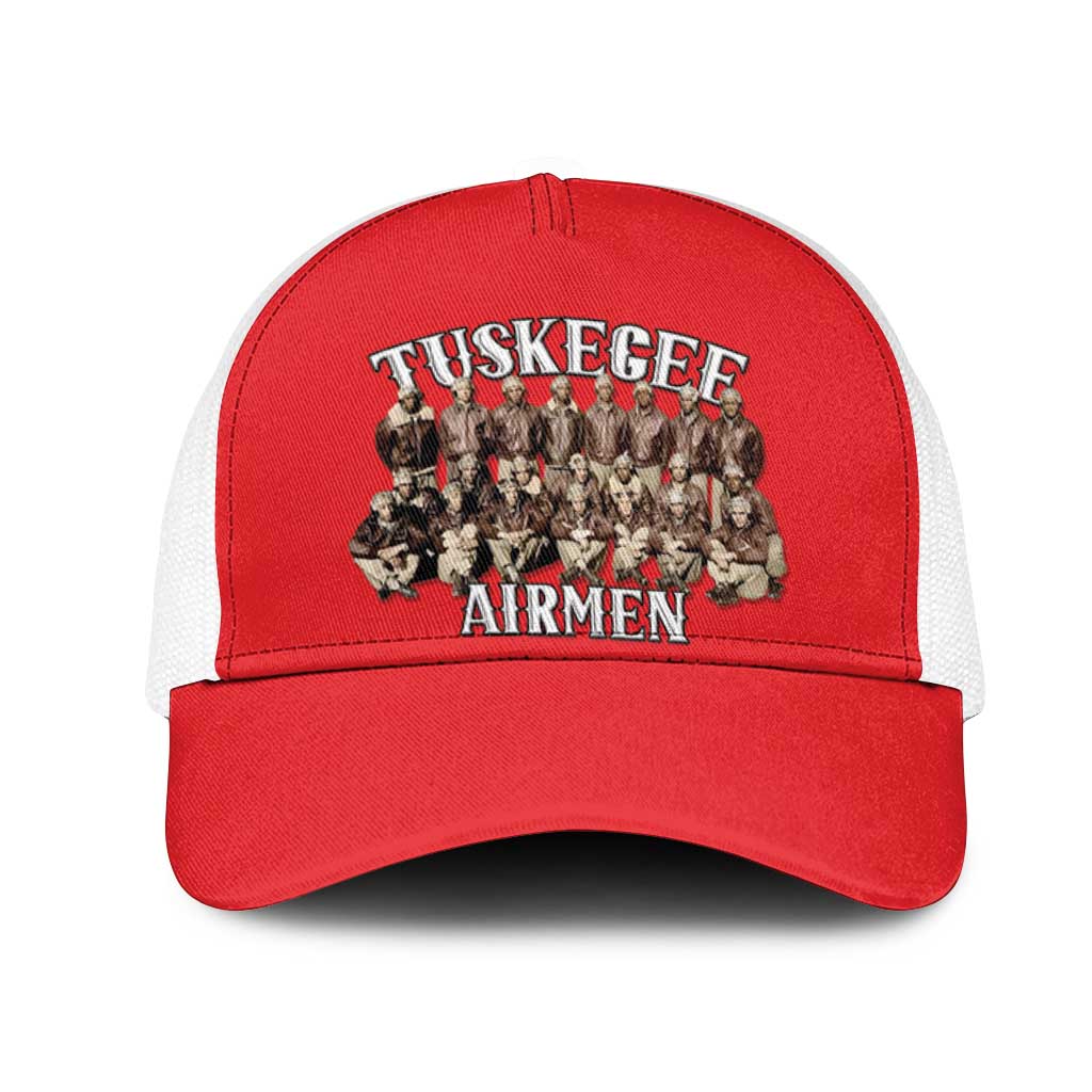 Remembering Tuskegee Airmen Mesh Trucker Cap Heroes of the 332nd Squadron Red Art - Wonder Print Shop