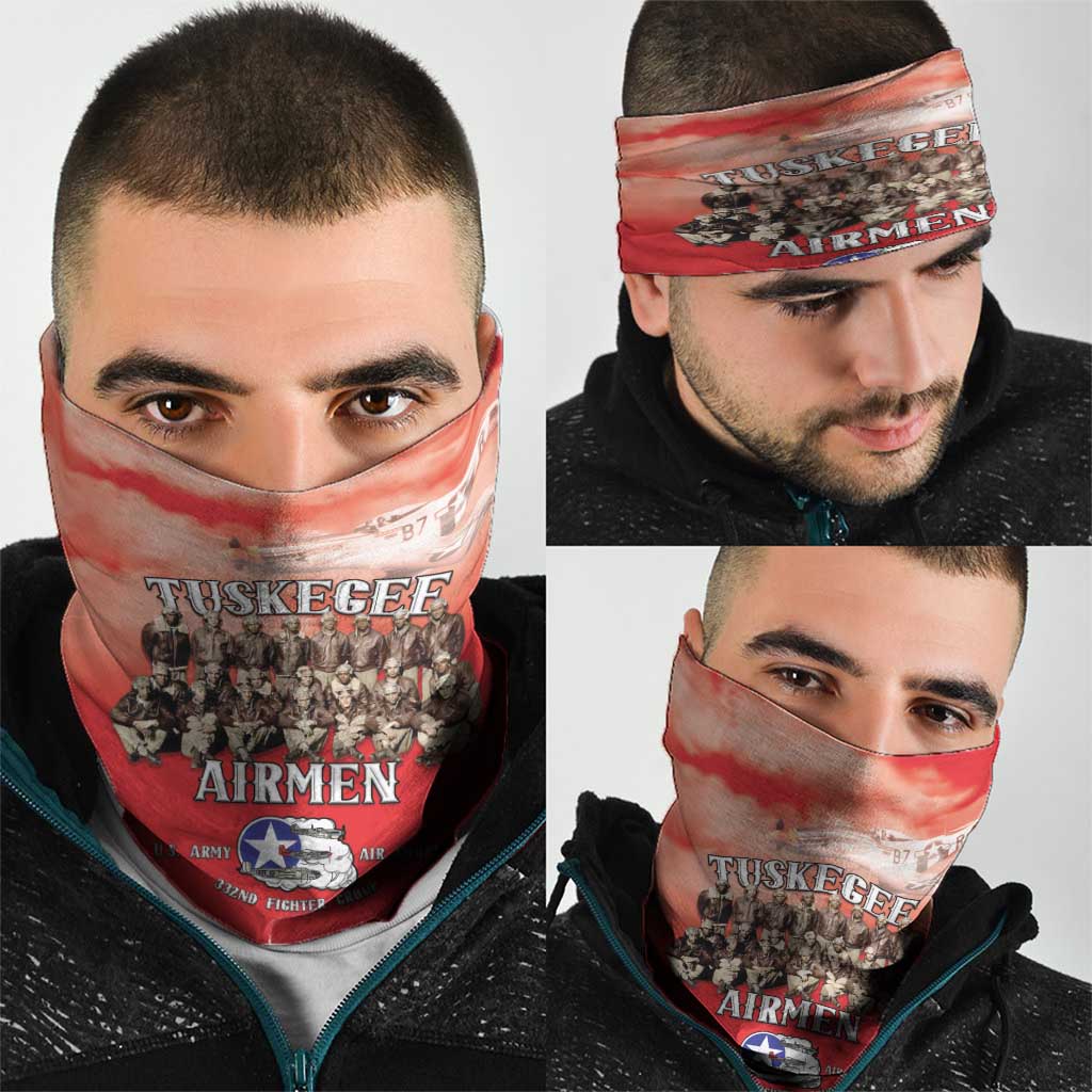 Remembering Tuskegee Airmen Neck Gaiter Heroes of the 332nd Squadron Red Art - Wonder Print Shop